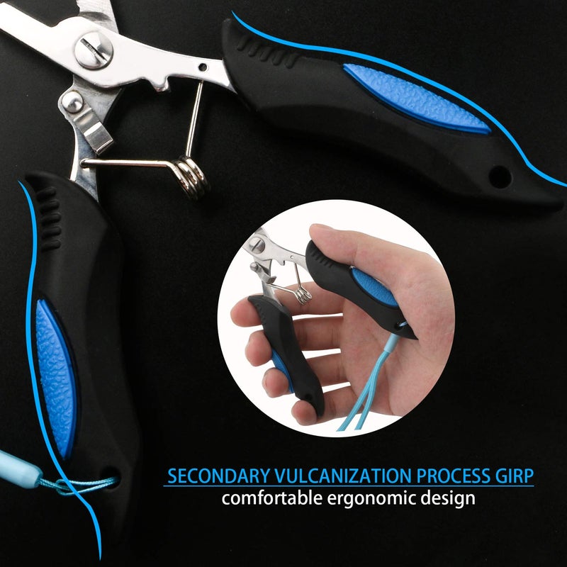 mouhike Fishing Pliers Long Nose Stainless Steel Fish Hook Remover Braid Cutters Split Ring Fish Pliers with Lanyard Fish Holder Ice Fly Fishing Gear Freshwater Saltwater Fishermen Gift (8.8inch.) - Image 3